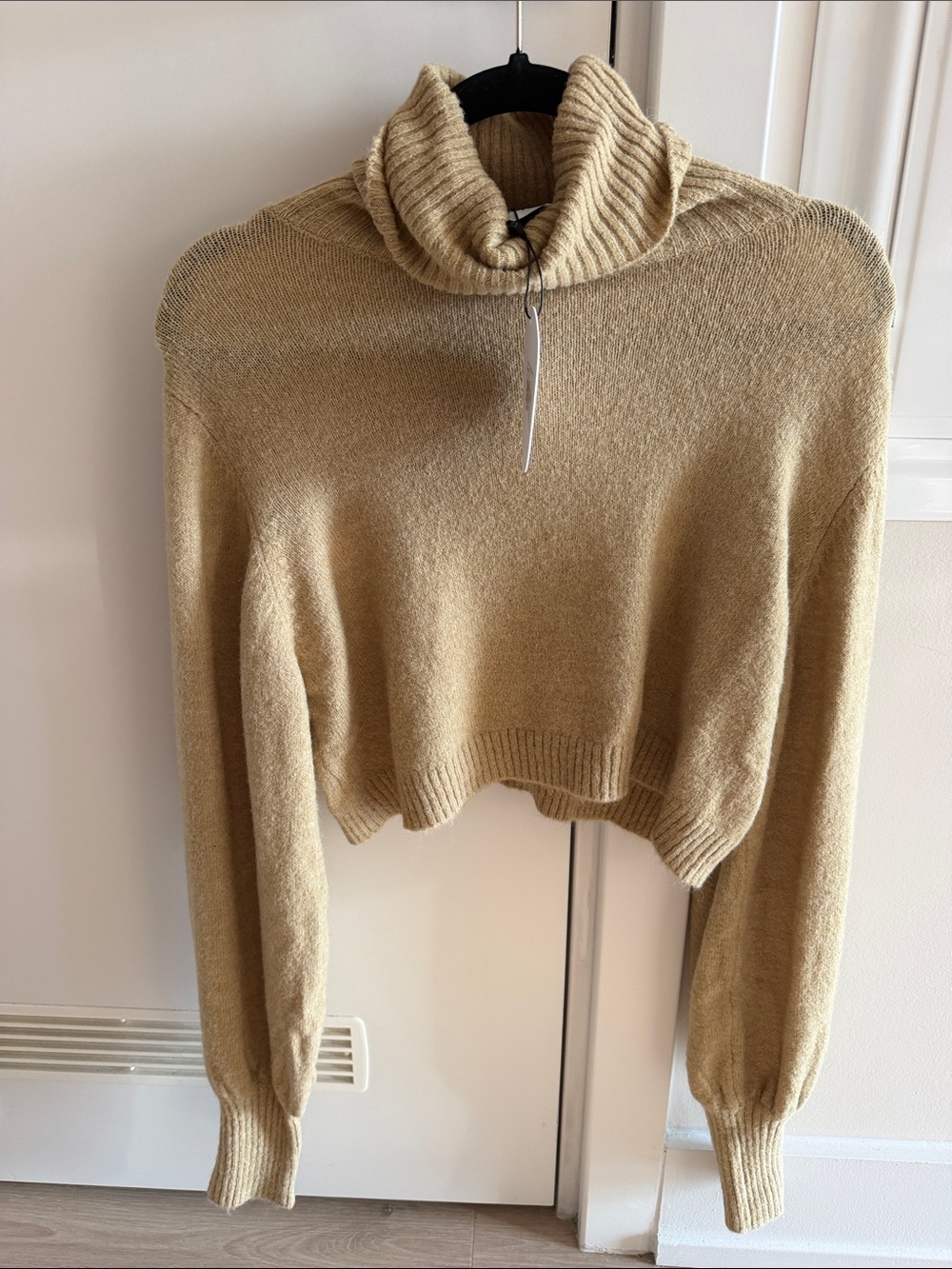 Princess Polly Cropped Ribbed Turtleneck Sweater in Camel